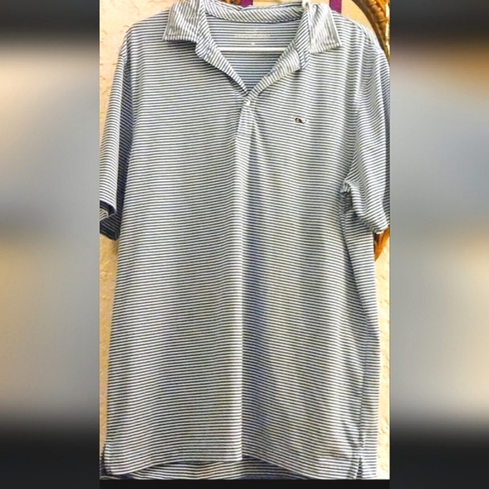 Vineyard Vines- Mens blue striped polo size M